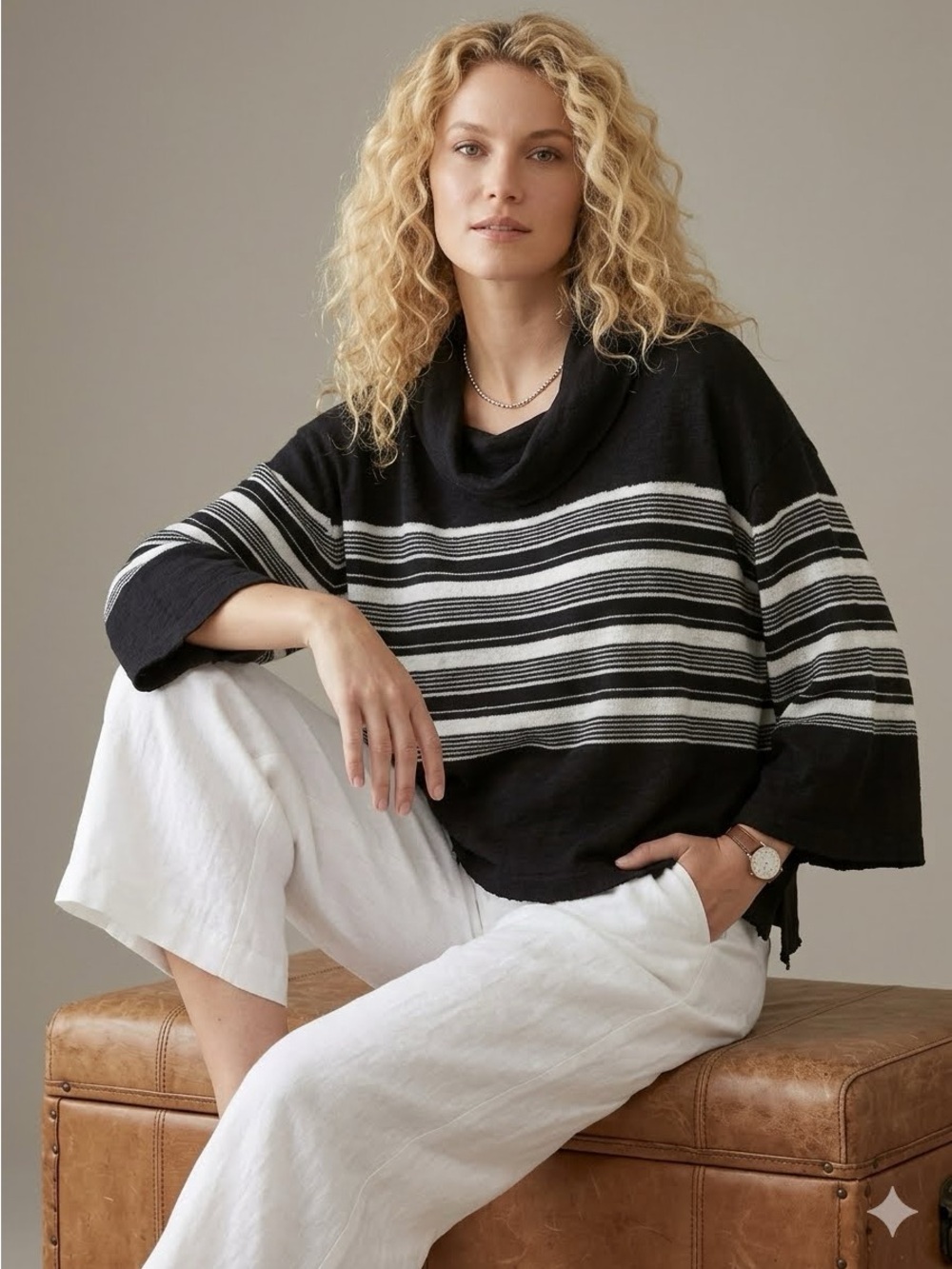 🖤Free People “We The Free”Striped Cowl Neck Top Sz S